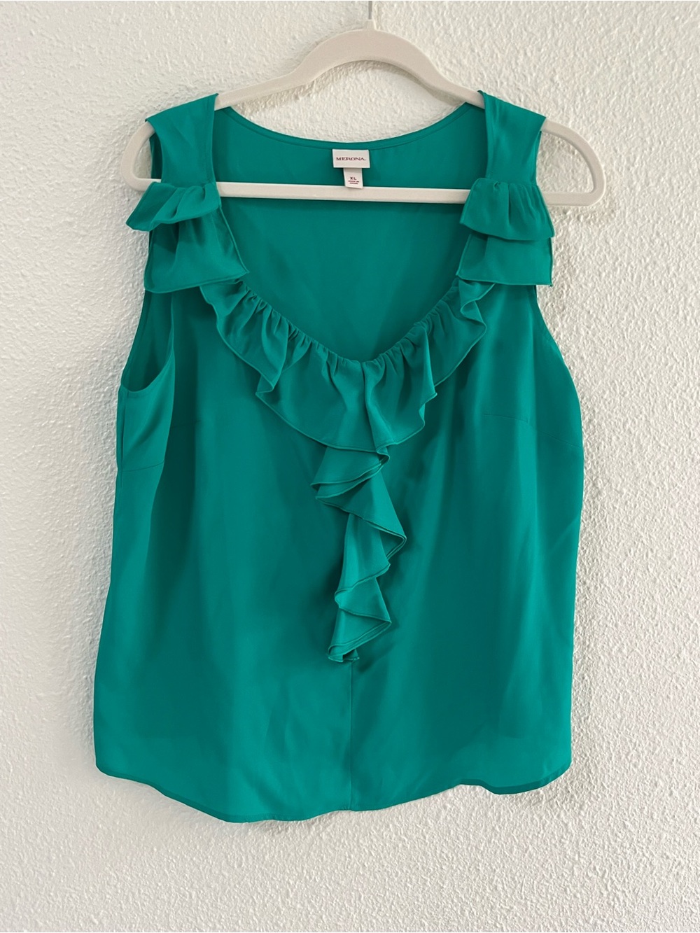 NWOT Merona Teal Ruffle Sleeveless Blouse